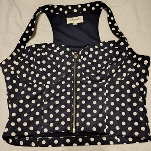 XXL - Tatyana Navy polkadot pinup crop top